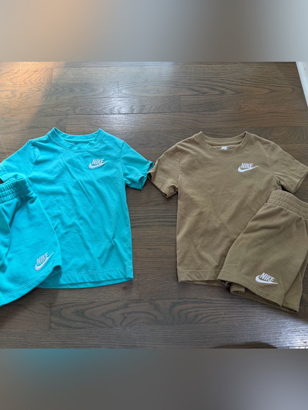 Nike Kids Short Sleeve Tee & Shorts Set - Teal & Brown size 4